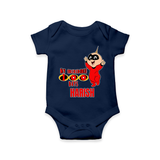 Celebrate your Little One's 100 days Birthday with "My Incredible 100 Days" Themed Personalized Romper - NAVY BLUE - 0 - 3 Months Old (Chest 16")