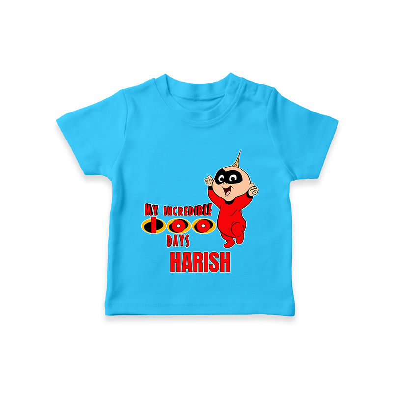 Celebrate your Little One's 100 days Birthday with "My Incredible 100 Days" Themed Personalized T-shirt - SKY BLUE - 0 - 5 Months Old (Chest 17")