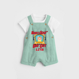 Celebrate your Little One's 100 days Birthday with "Baby's 100th Day Out" Themed Personalized Dungaree set - LIGHT GREEN - 0 - 5 Months Old (Chest 17")