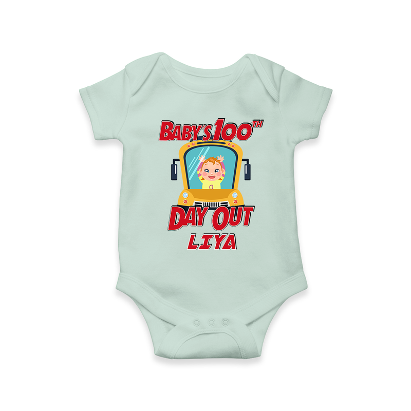 Celebrate your Little One's 100 days Birthday with "Baby's 100th Day Out" Themed Personalized Romper - MINT GREEN - 0 - 3 Months Old (Chest 16")