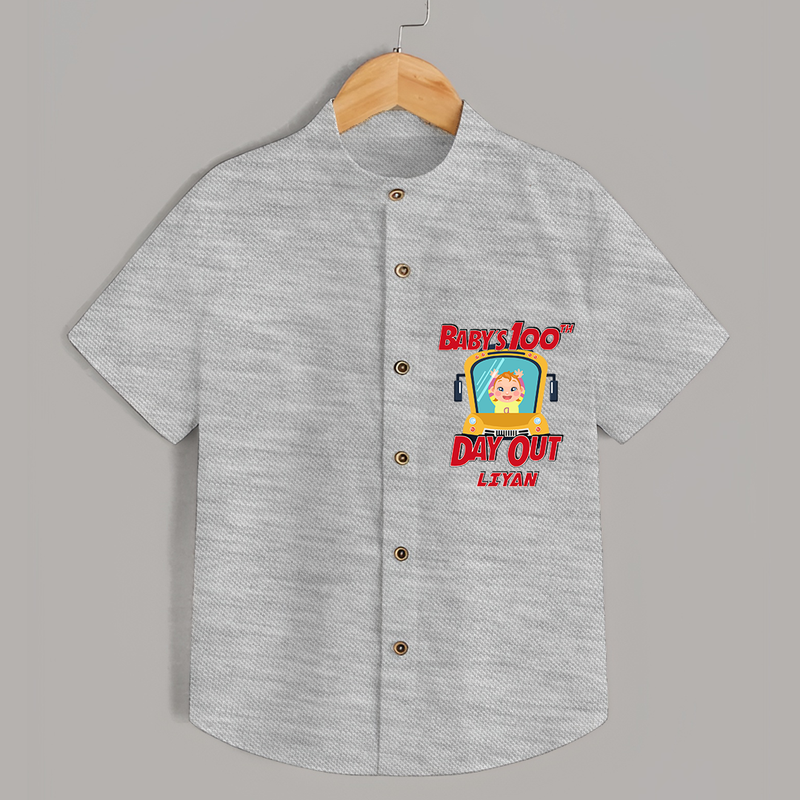 Celebrate your Little One's 100 days Birthday with "Baby's 100th Day Out" Themed Personalized Shirt - GREY MELANGE - 0 - 6 Months Old (Chest 21")