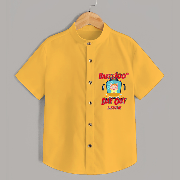 Celebrate your Little One's 100 days Birthday with "Baby's 100th Day Out" Themed Personalized Shirt - YELLOW - 0 - 6 Months Old (Chest 21")