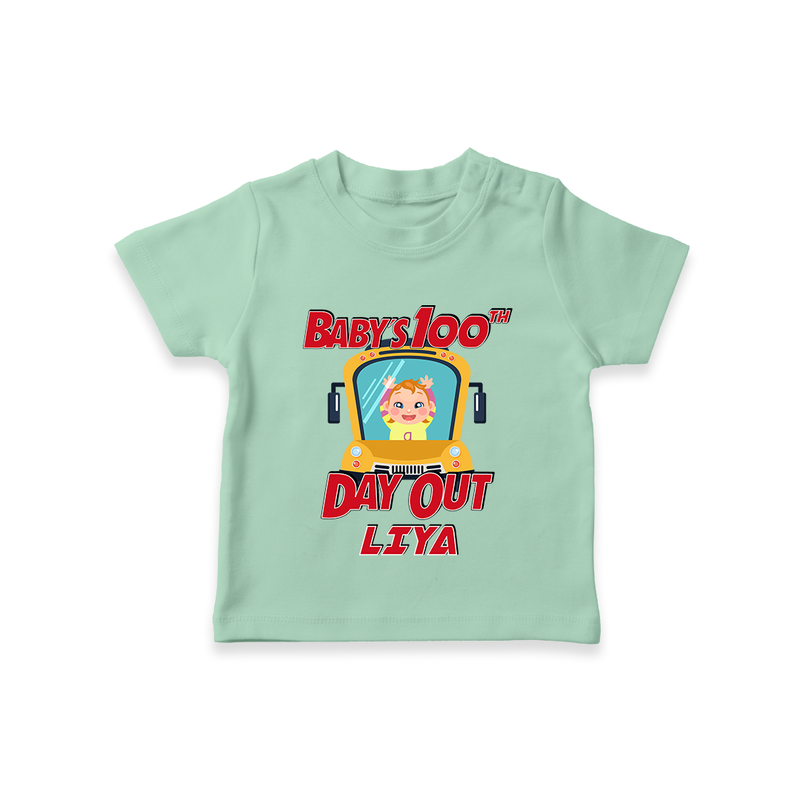 Celebrate your Little One's 100 days Birthday with "Baby's 100th Day Out" Themed Personalized T-shirt - MINT GREEN - 0 - 5 Months Old (Chest 17")