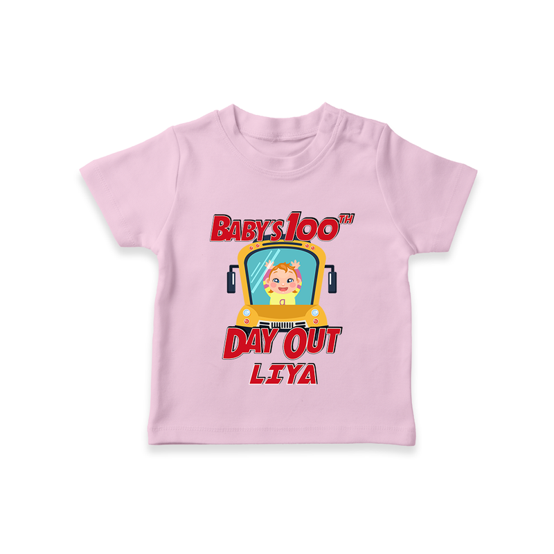 Celebrate your Little One's 100 days Birthday with "Baby's 100th Day Out" Themed Personalized T-shirt - PINK - 0 - 5 Months Old (Chest 17")