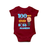 Celebrate your Little One's 100 days Birthday with "100 Days Since This House Got a New Boss" Themed Personalized Romper - MAROON - 0 - 3 Months Old (Chest 16")