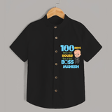 Celebrate your Little One's 100 days Birthday with "100 Days Since This House Got a New Boss" Themed Personalized Shirt - BLACK - 0 - 6 Months Old (Chest 21")