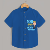 Celebrate your Little One's 100 days Birthday with "100 Days Since This House Got a New Boss" Themed Personalized Shirt - COBALT BLUE - 0 - 6 Months Old (Chest 21")