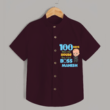 Celebrate your Little One's 100 days Birthday with "100 Days Since This House Got a New Boss" Themed Personalized Shirt - MAROON - 0 - 6 Months Old (Chest 21")