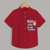 Celebrate your Little One's 100 days Birthday with "100 Days Since This House Got a New Boss" Themed Personalized Shirt - RED - 0 - 6 Months Old (Chest 21")