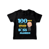 Celebrate your Little One's 100 days Birthday with "100 Days Since This House Got a New Boss" Themed Personalized T-shirt - BLACK - 0 - 5 Months Old (Chest 17")