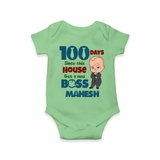 Celebrate your Little One's 100 days Birthday with "100 Days Since This House Got a New Boss" Themed Personalized Romper - GREEN - 0 - 3 Months Old (Chest 16")