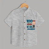 Celebrate your Little One's 100 days Birthday with "100 Days Since This House Got a New Boss" Themed Personalized Shirt - GREY MELANGE - 0 - 6 Months Old (Chest 21")