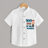 Celebrate your Little One's 100 days Birthday with "100 Days Since This House Got a New Boss" Themed Personalized Shirt - WHITE - 0 - 6 Months Old (Chest 21")