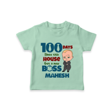 Celebrate your Little One's 100 days Birthday with "100 Days Since This House Got a New Boss" Themed Personalized T-shirt - MINT GREEN - 0 - 5 Months Old (Chest 17")