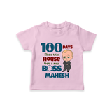 Celebrate your Little One's 100 days Birthday with "100 Days Since This House Got a New Boss" Themed Personalized T-shirt - PINK - 0 - 5 Months Old (Chest 17")