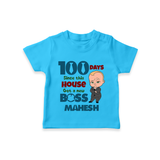 Celebrate your Little One's 100 days Birthday with "100 Days Since This House Got a New Boss" Themed Personalized T-shirt - SKY BLUE - 0 - 5 Months Old (Chest 17")