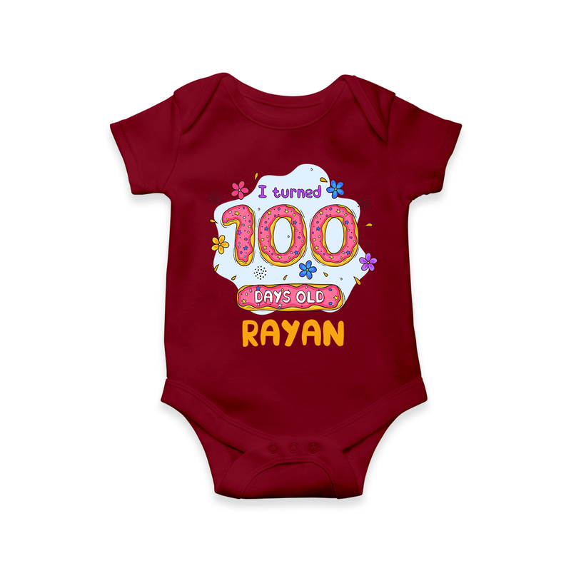 Celebrate your Little One's 100 days Birthday with "I Turned 100 Days Old" Themed Personalized Romper - MAROON - 0 - 3 Months Old (Chest 16")