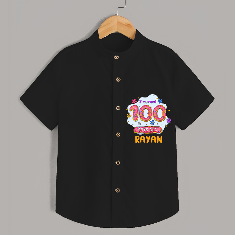 Celebrate your Little One's 100 days Birthday with "I Turned 100 Days Old" Themed Personalized Shirt - BLACK - 0 - 6 Months Old (Chest 21")