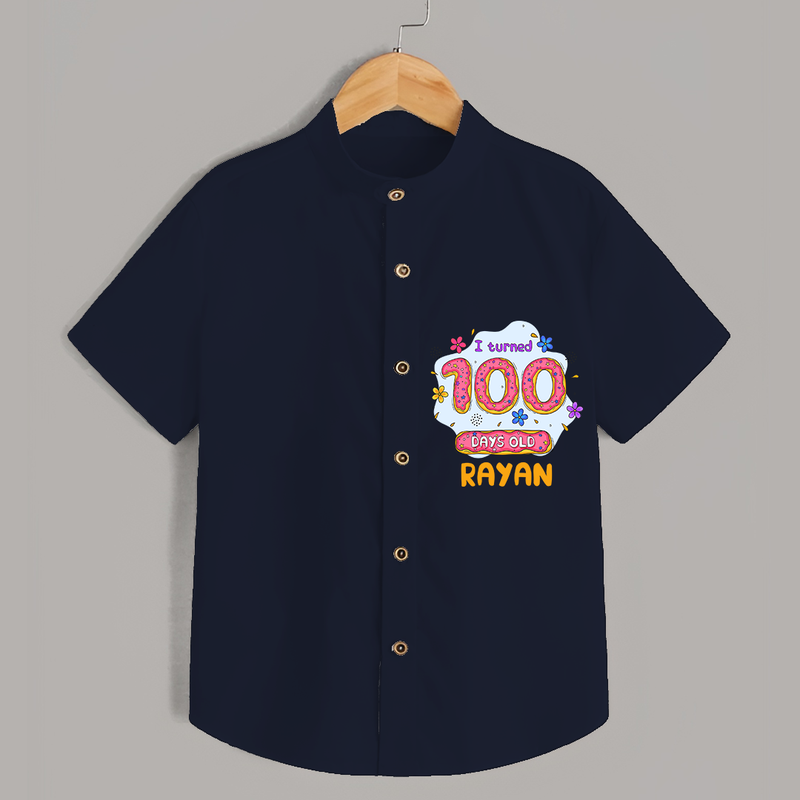Celebrate your Little One's 100 days Birthday with "I Turned 100 Days Old" Themed Personalized Shirt - NAVY BLUE - 0 - 6 Months Old (Chest 21")