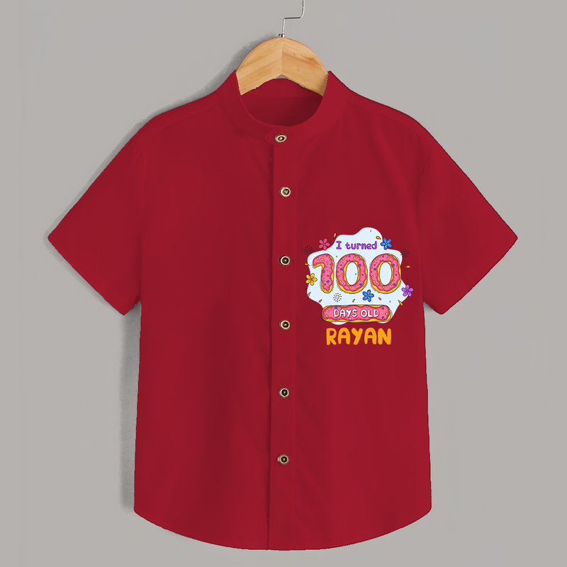 Celebrate your Little One's 100 days Birthday with "I Turned 100 Days Old" Themed Personalized Shirt - RED - 0 - 6 Months Old (Chest 21")