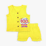 Celebrate your Little One's 100 days Birthday with "I Turned 100 Days Old" Themed Personalized Jabla - YELLOW - 0 - 3 Months Old (Chest 9.8")