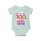 Celebrate your Little One's 100 days Birthday with "I Turned 100 Days Old" Themed Personalized Romper - MINT GREEN - 0 - 3 Months Old (Chest 16")