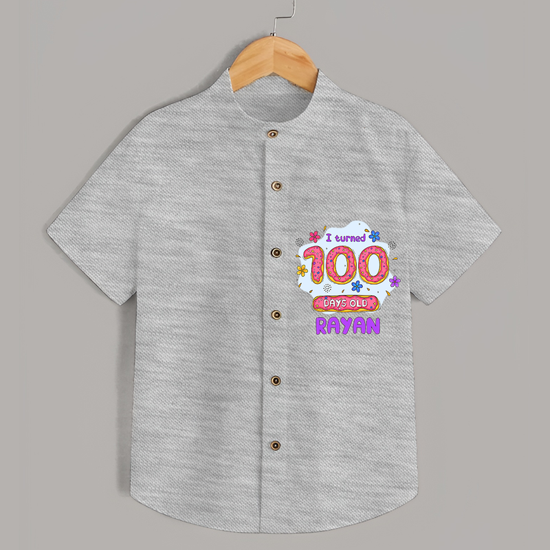Celebrate your Little One's 100 days Birthday with "I Turned 100 Days Old" Themed Personalized Shirt - GREY MELANGE - 0 - 6 Months Old (Chest 21")