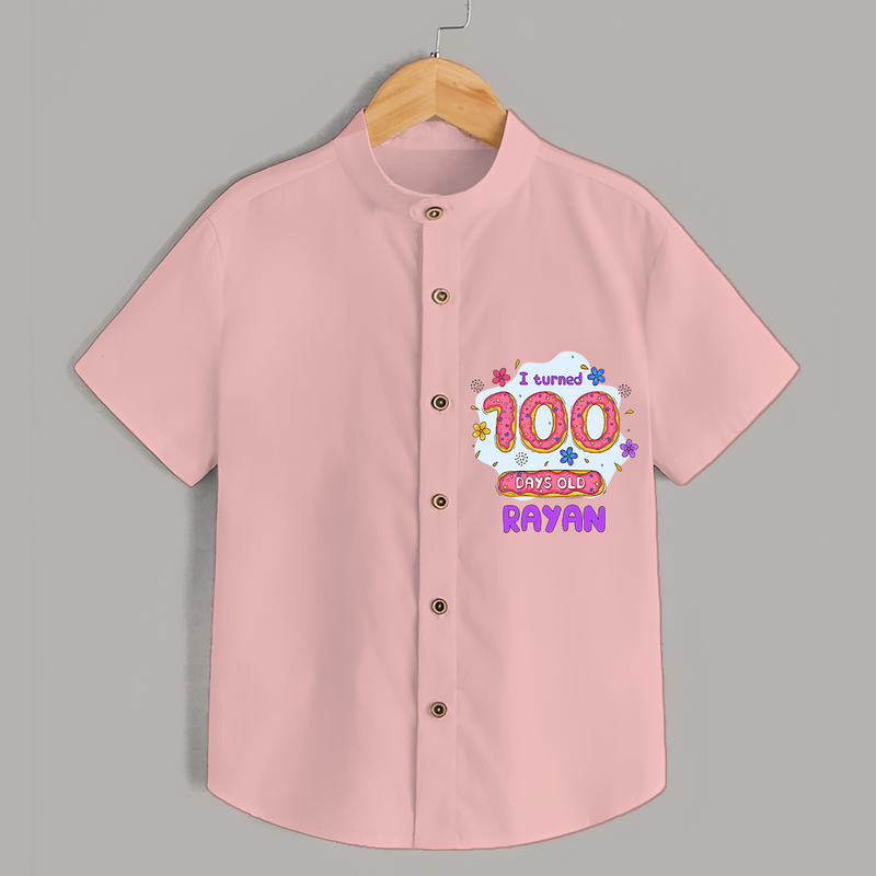 Celebrate your Little One's 100 days Birthday with "I Turned 100 Days Old" Themed Personalized Shirt - PEACH - 0 - 6 Months Old (Chest 21")