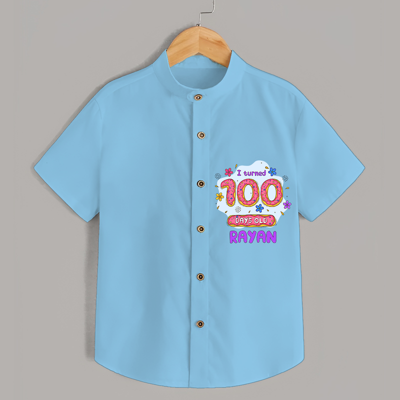 Celebrate your Little One's 100 days Birthday with "I Turned 100 Days Old" Themed Personalized Shirt - SKY BLUE - 0 - 6 Months Old (Chest 21")