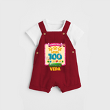 Celebrate your Little One's 100 days Birthday with "Completed 100 Level" Themed Personalized Dungaree set - RED - 0 - 5 Months Old (Chest 17")