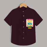 Celebrate your Little One's 100 days Birthday with "Completed 100 Level" Themed Personalized Shirt - MAROON - 0 - 6 Months Old (Chest 21")