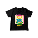 Celebrate your Little One's 100 days Birthday with "Completed 100 Level" Themed Personalized T-shirt - BLACK - 0 - 5 Months Old (Chest 17")