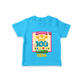 Celebrate your Little One's 100 days Birthday with "Completed 100 Level" Themed Personalized T-shirt - SKY BLUE - 0 - 5 Months Old (Chest 17")