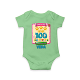 Celebrate your Little One's 100 days Birthday with "Completed 100 Level" Themed Personalized Romper - GREEN - 0 - 3 Months Old (Chest 16")