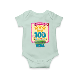 Celebrate your Little One's 100 days Birthday with "Completed 100 Level" Themed Personalized Romper - MINT GREEN - 0 - 3 Months Old (Chest 16")