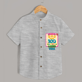 Celebrate your Little One's 100 days Birthday with "Completed 100 Level" Themed Personalized Shirt - GREY MELANGE - 0 - 6 Months Old (Chest 21")