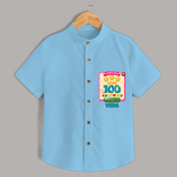 Celebrate your Little One's 100 days Birthday with "Completed 100 Level" Themed Personalized Shirt - SKY BLUE - 0 - 6 Months Old (Chest 21")