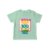 Celebrate your Little One's 100 days Birthday with "Completed 100 Level" Themed Personalized T-shirt - MINT GREEN - 0 - 5 Months Old (Chest 17")