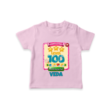 Celebrate your Little One's 100 days Birthday with "Completed 100 Level" Themed Personalized T-shirt - PINK - 0 - 5 Months Old (Chest 17")