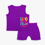 Celebrate your Little One's 100 days Birthday with "100 Days Flew" Themed Personalized Jabla - ROYAL PURPLE - 0 - 3 Months Old (Chest 9.8")