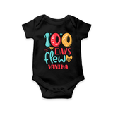 Celebrate your Little One's 100 days Birthday with "100 Days Flew" Themed Personalized Romper - BLACK - 0 - 3 Months Old (Chest 16")