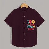 Celebrate your Little One's 100 days Birthday with "100 Days Flew" Themed Personalized Shirt - MAROON - 0 - 6 Months Old (Chest 21")