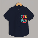 Celebrate your Little One's 100 days Birthday with "100 Days Flew" Themed Personalized Shirt - NAVY BLUE - 0 - 6 Months Old (Chest 21")