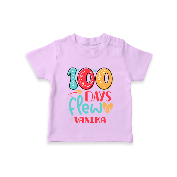 Celebrate your Little One's 100 days Birthday with "100 Days Flew" Themed Personalized T-shirt - LILAC - 0 - 5 Months Old (Chest 17")