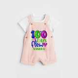 Celebrate your Little One's 100 days Birthday with "100 Days Flew" Themed Personalized Dungaree set - PEACH - 0 - 5 Months Old (Chest 17")