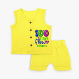 Celebrate your Little One's 100 days Birthday with "100 Days Flew" Themed Personalized Jabla - YELLOW - 0 - 3 Months Old (Chest 9.8")