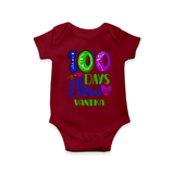 Celebrate your Little One's 100 days Birthday with "100 Days Flew" Themed Personalized Romper - MAROON - 0 - 3 Months Old (Chest 16")