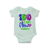 Celebrate your Little One's 100 days Birthday with "100 Days Flew" Themed Personalized Romper - MINT GREEN - 0 - 3 Months Old (Chest 16")