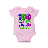 Celebrate your Little One's 100 days Birthday with "100 Days Flew" Themed Personalized Romper - PINK - 0 - 3 Months Old (Chest 16")