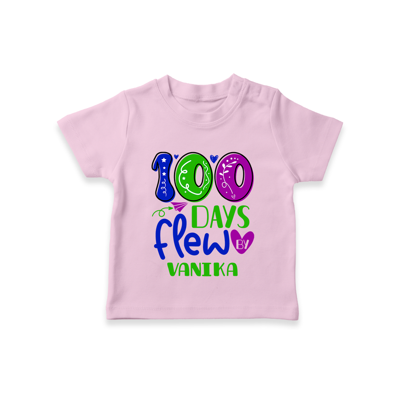 Celebrate your Little One's 100 days Birthday with "100 Days Flew" Themed Personalized T-shirt - PINK - 0 - 5 Months Old (Chest 17")